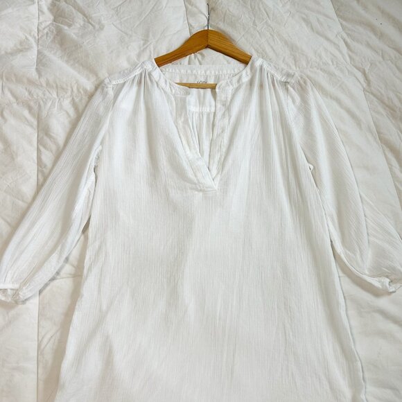 NWOT LOFT Beach White V-Neck Swimsuit Cover-Up Cotton Beach Dress Size Medium - Picture 7 of 7